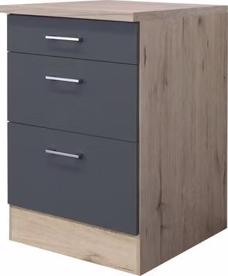 Mobile da cucina inferiore con cassetti Flex Well Tiago larghezza 60 cm grigio basaltico