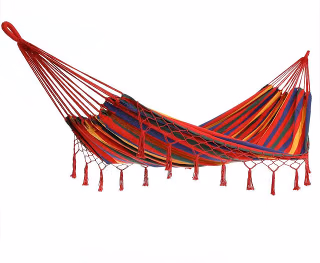 Amaca Detex con frange in stile boho rossa per adulti, portata fino a 300 kg, L 320 x P 150 cm