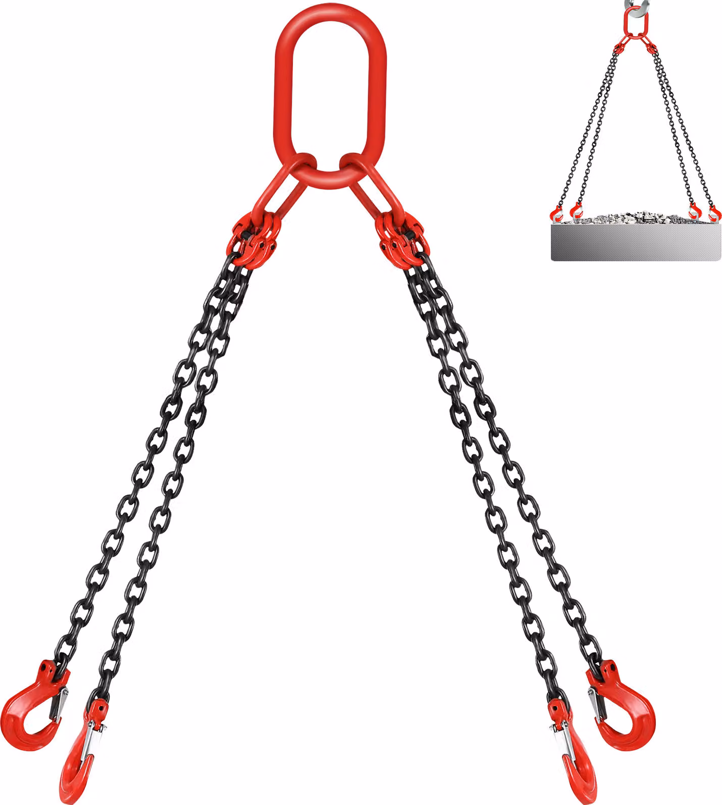 SucceBuy Imbragatura a catena da 5/16" x 5 ft, paranco G80 con gancio, capacità di carico di 11000 lbs, gancio a 4 bracci per paranco elettrico