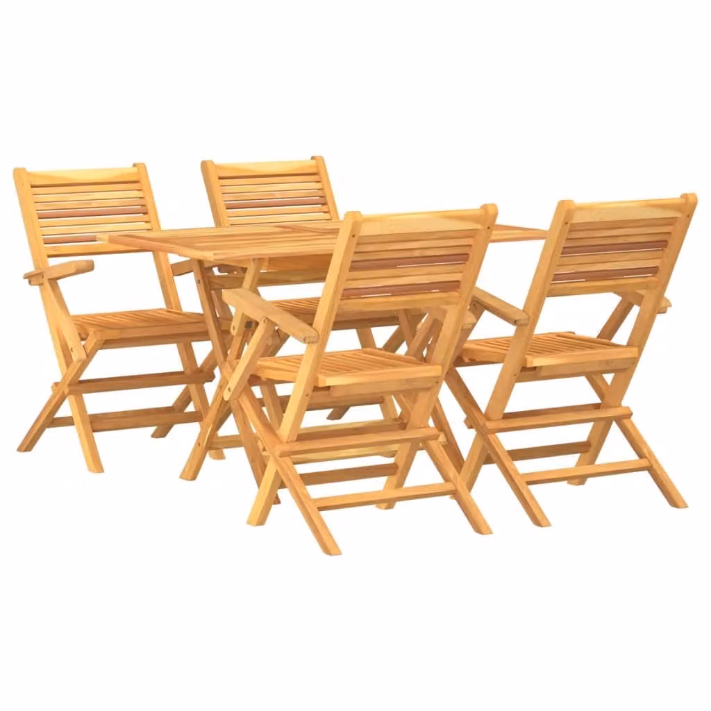 Set da Pranzo per Giardino 5 pz in Legno Massello di Teak