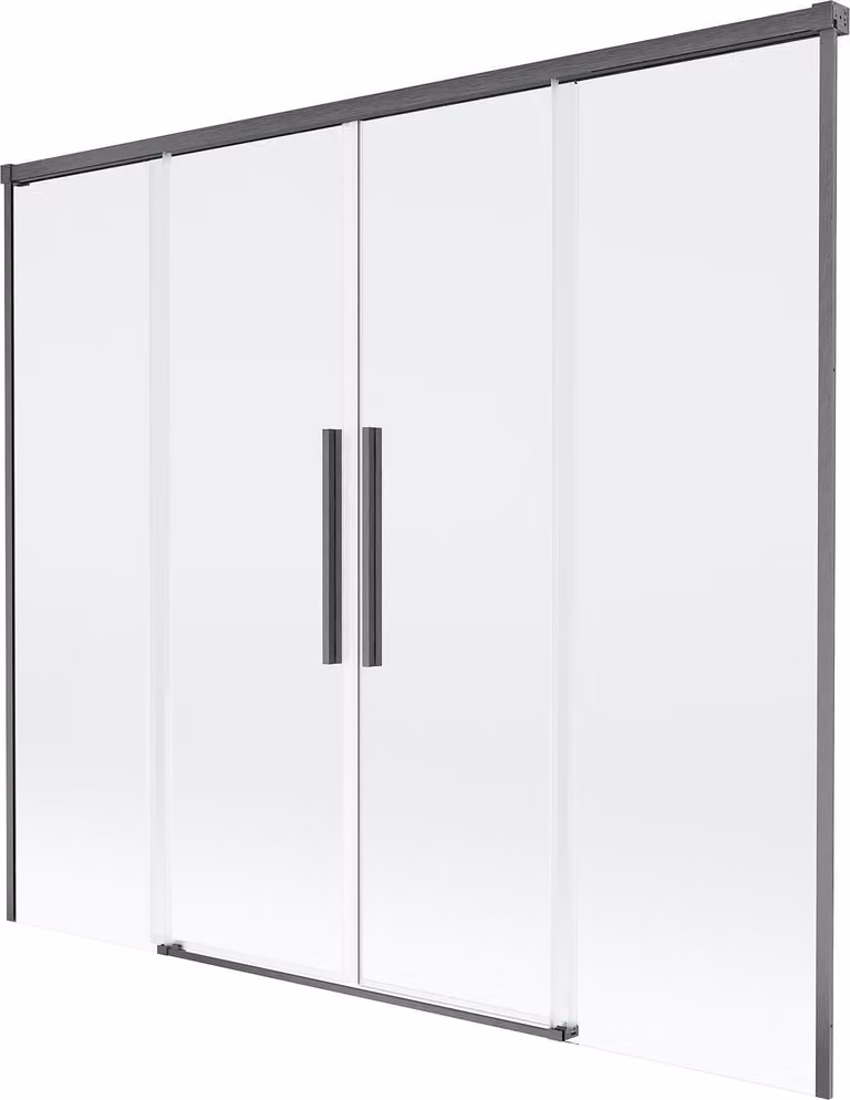 Mexen Rox schermo per vasca da bagno a 2 ante scorrevoli 190 x 150 cm, trasparente, grigio canna di fucile spazzolato