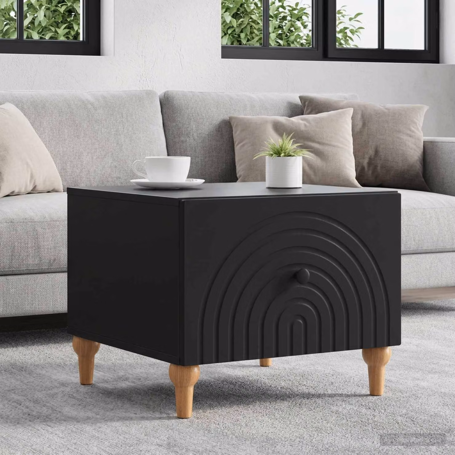 vidaXL Tavolino da salotto moderno rettangolare in legno MDF nero L: 49 cm, P: 50 cm, H: 40 cm