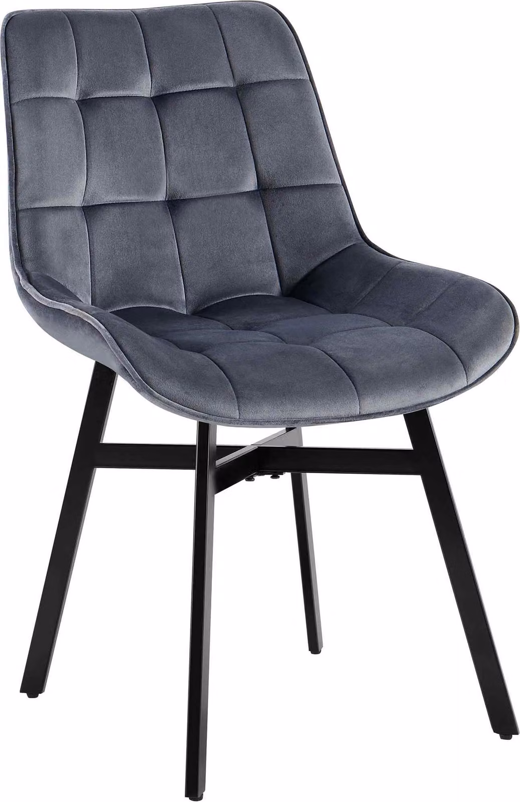 Sedia da pranzo Colby, imbottita, con schienale, CLP, resistente fino a 140 kg, colore grigio scuro, materiale: velluto