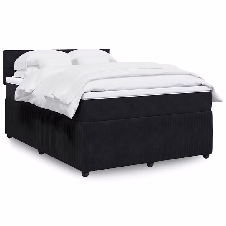 vidaXL Giroletto a Molle con Materasso in Velluto Nero L/P/H: 140 x 200 cm