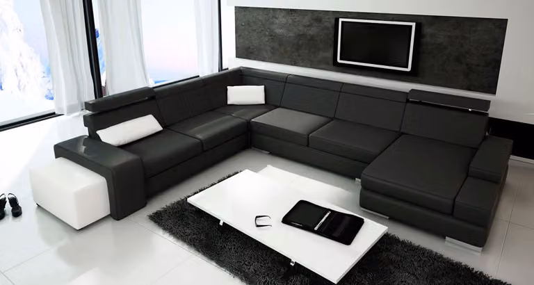 U-Form Sofa Couch Polster Wohnlandschaft Leder Eckgarnitur XXL Ecksofa