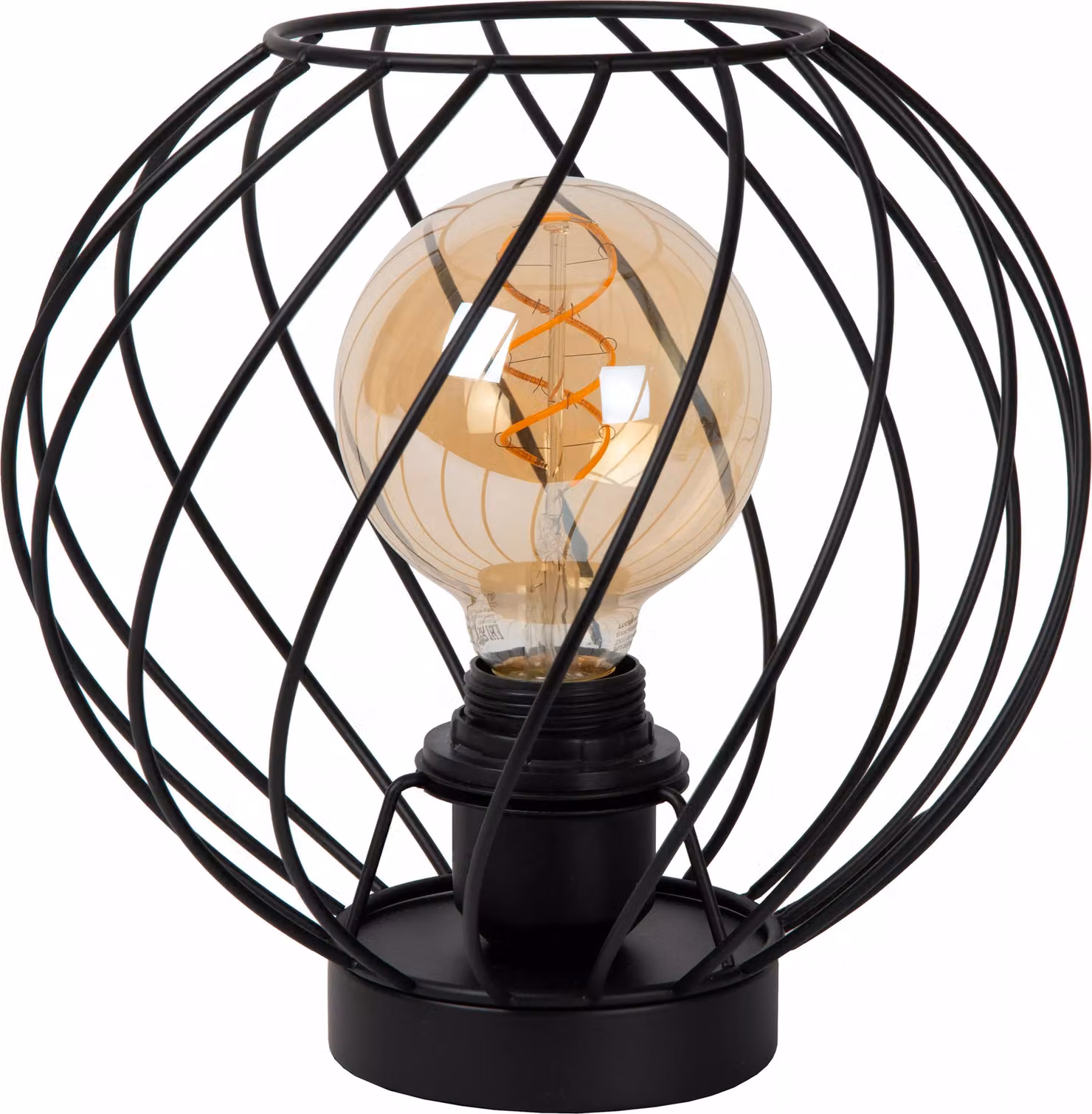 Lampada da tavolo rotonda in filo nero 25 cm E27 Danza Lucide