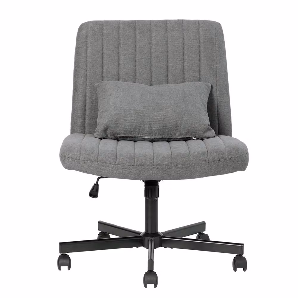 Sedia da Ufficio Girevole Xylo in Tessuto Grigio Imbottita con Altezza Regolabile e Ruote – 2