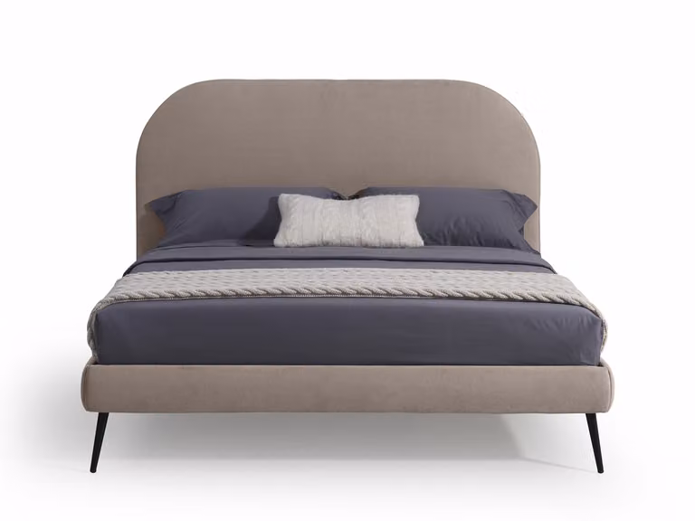 Letto Matrimoniale in Tessuto Imbottito SYDNEY Beige