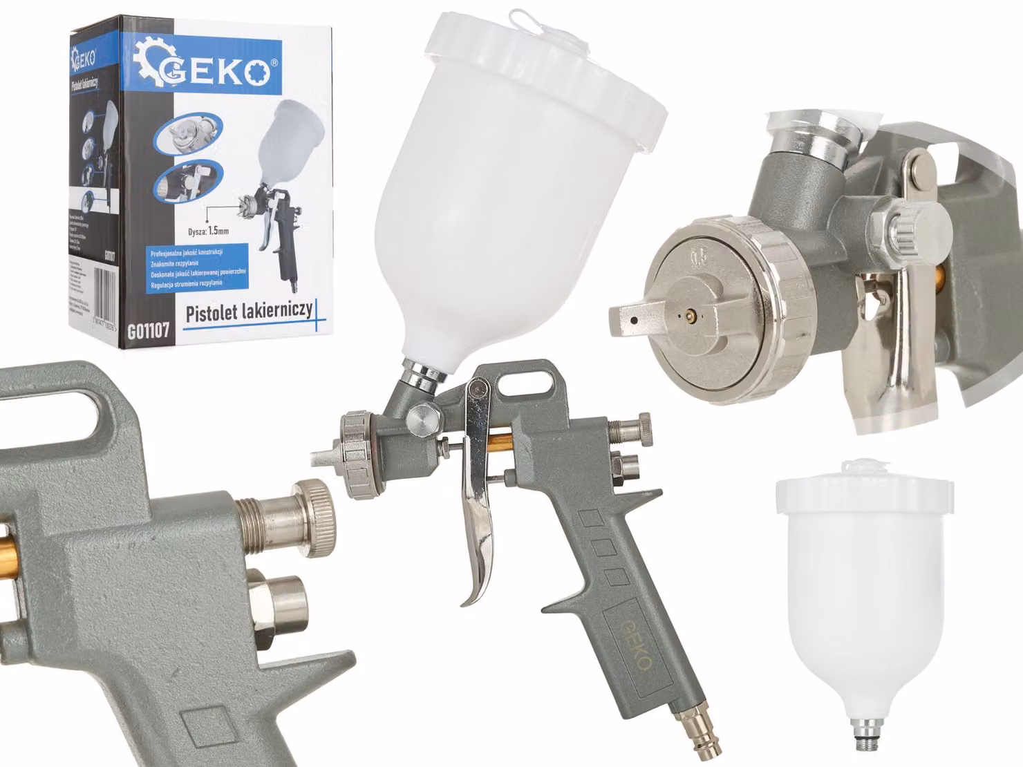 Pistola per verniciare a spruzzo ,capacità 500 ml e ugello 1,5 mm, HVLP ,Geko