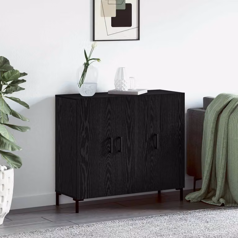 Credenza moderna vidaXL in legno ingegnerizzato nero, L 90 x P 34 x H 80 cm