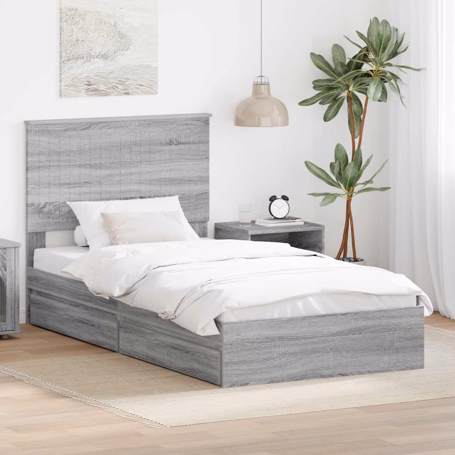 Letto con contenitore e cassetto vidaXL Grigio, L 100 x P 200 cm