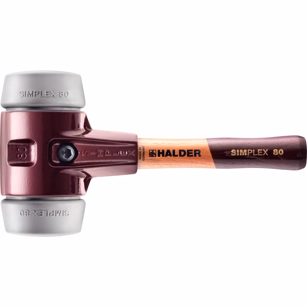 Mazza SIMPLEX soft-face con corpo in ghisa malleabile e manico in legno, Ø 80 / manico 230 mm TPE-mid