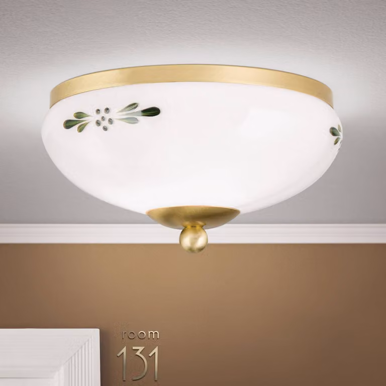 ORION Plafoniera soffitto Landhaus, dimmerabile, Bianco / Opale, Soggiorno / Sala da pranzo, Vetro, Campagna / Rustiche, Plafoniera