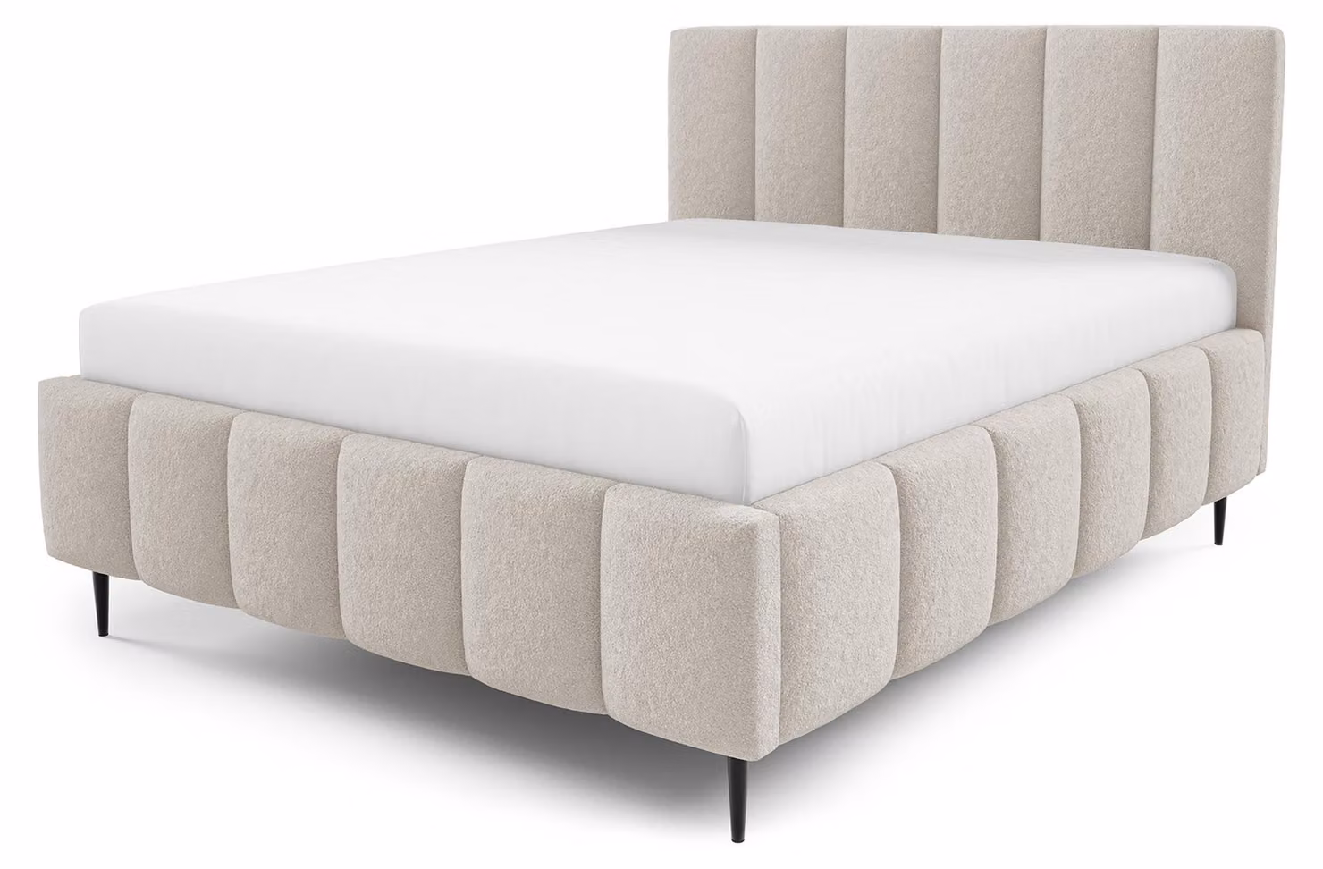 Letto imbottito con contenitore integrato, modello Nerom, dimensioni 160 x 200 cm