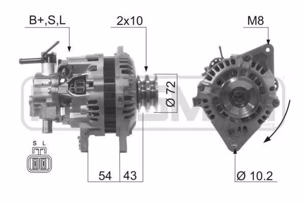 ERA 210595A Alternatore 80 A 14 V per MITSUBISHI L 200 (K7T, K6T), Galant VIII Berlina (EA), Galant VIII Station Wagon (EA0), Pajero Sport I SUV