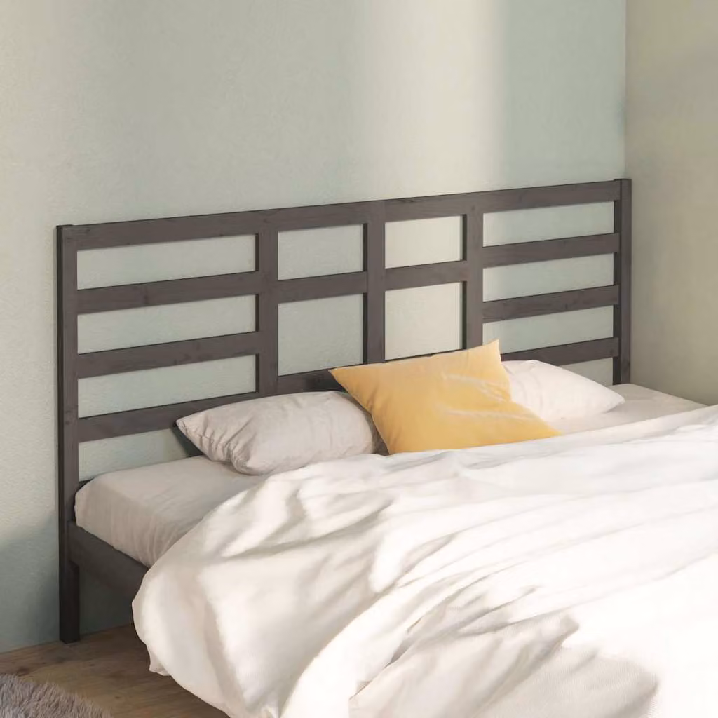 Testiera Letto vidaXL in Legno Massello di Pino Grigio L: 186 cm, P: 4 cm, H: 104 cm