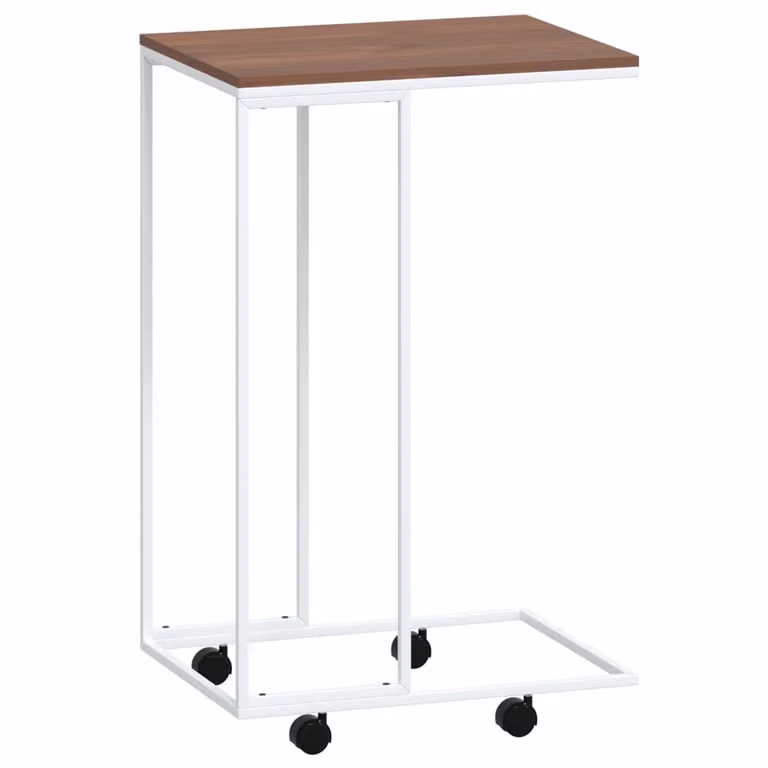 Tavolino con Ruote Bianco 40x30x63,5cm in Legno Multistrato