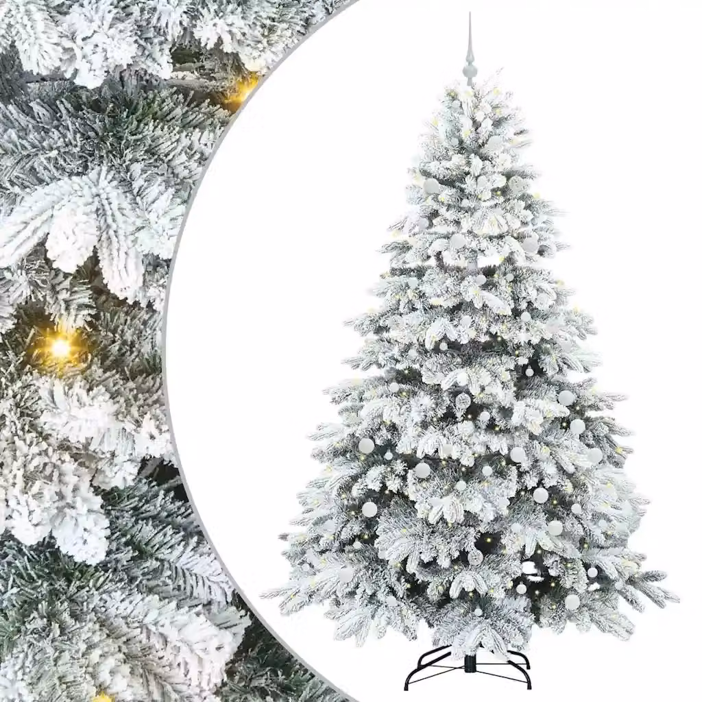 Albero di Natale artificiale moderno vidaXL bianco con 300 LED luce bianca calda in PE e PVC, Altezza: 240 cm – 2