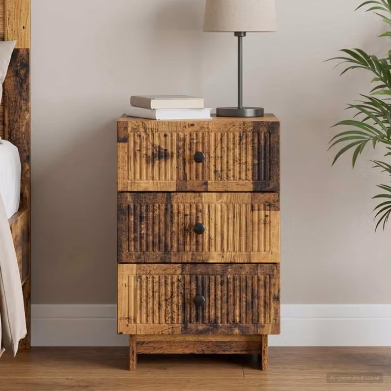 vidaXL Armadio da Notte con Cassetto in Legno Antico Marrone L 43 cm, P 41 cm, H 66,5 cm