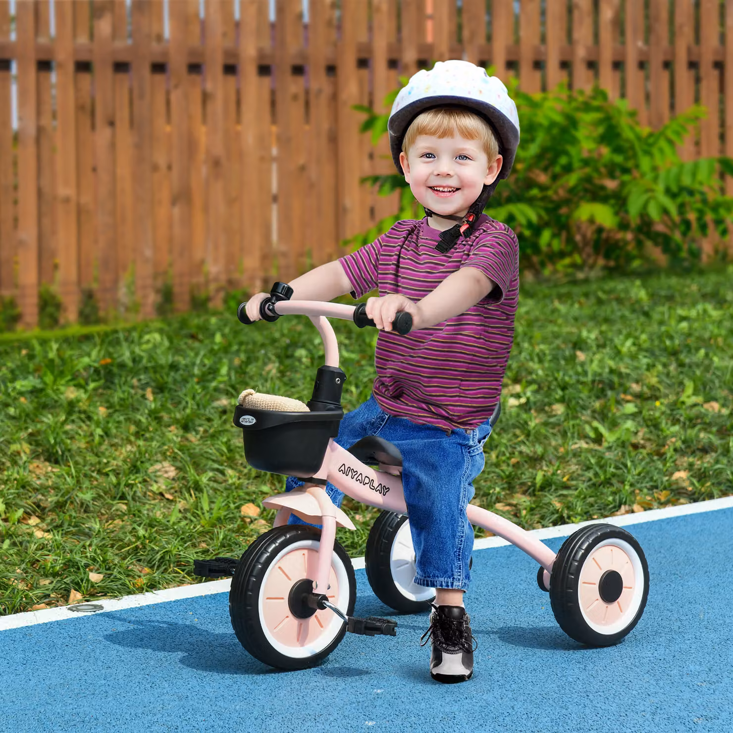 AIYAPLAY Triciclo per Bambini con Seduta Regolabile e Campanello, Rosa, L/P/H: 70.5 x 50 x 58 cm – 2