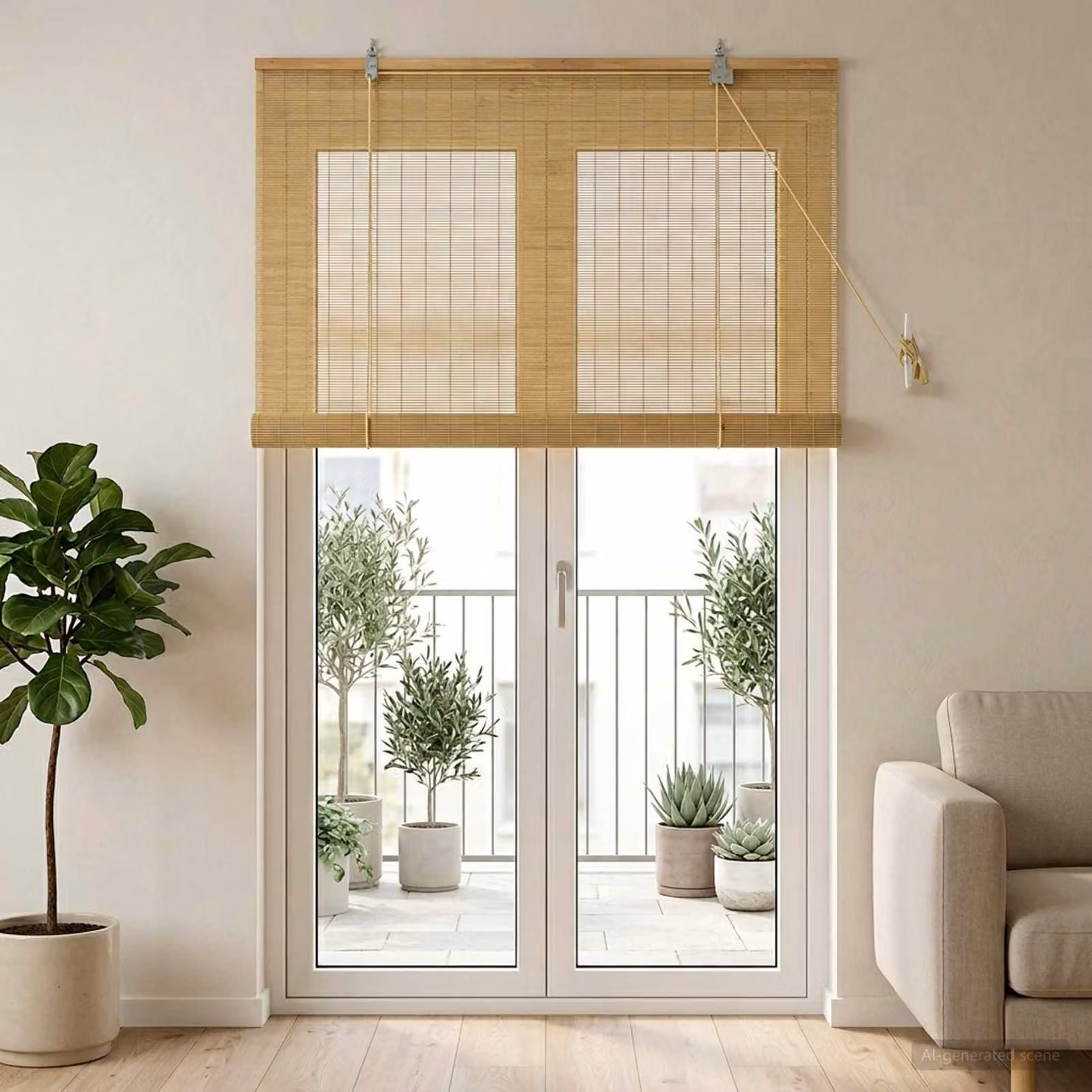 vidaXL Tenda a rullo Naturale 80 x 220 cm Bambù