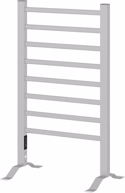 Scaldasalviette Elettrico da Parete XYLO con Timer e 8 Barre, 150W, Argento, L: 53 cm, P: 35 cm, H: 90 cm