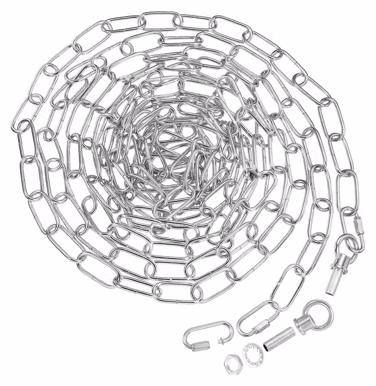 Catena luminosa, lunghezza 5,8 metri, capacità di carico 30 kg, colore argento, regolabile