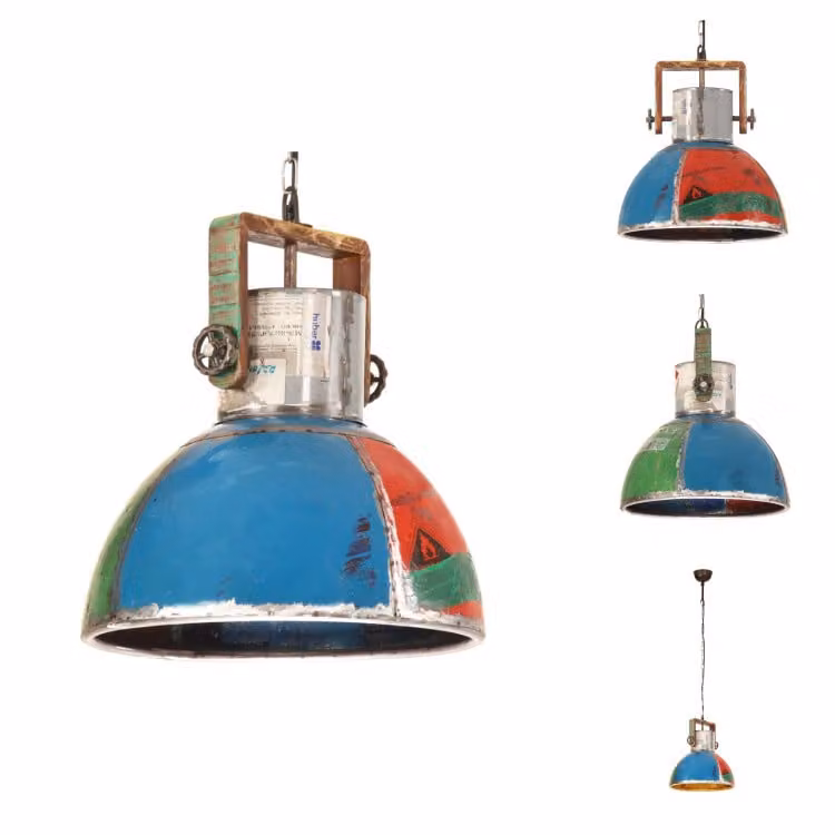 vidaXL Lampada a sospensione in stile industriale 25 W Multicolore Rotonda 40 cm E27 - Lampade