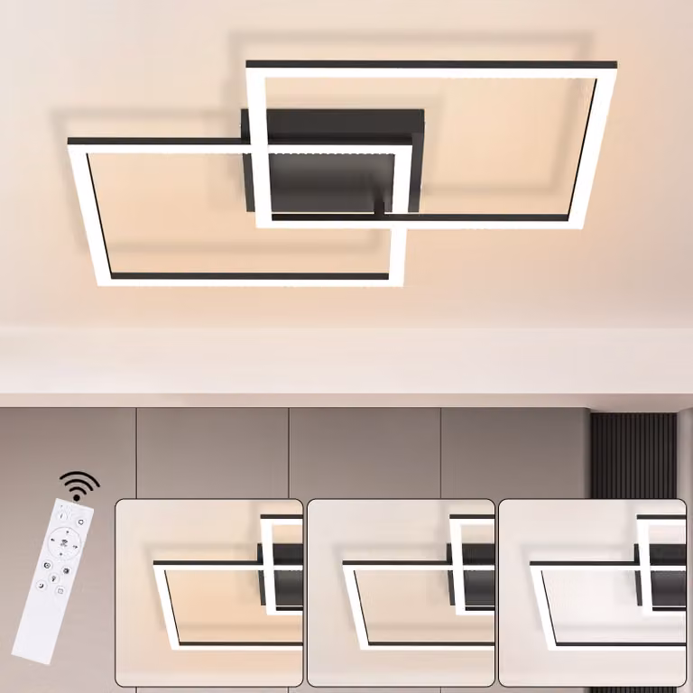 ZMH Plafoniera LED - Dimmerabile con telecomando Lampada da soggiorno Nero Lampada da camera da letto Design moderno Lampada da cucina 3000K - 6500K