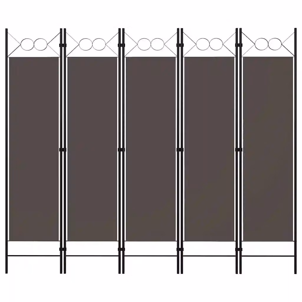 Paravento a 5 Pannelli vidaXL Antracite con Design Geometrico Moderno L: 200 cm, H: 180 cm