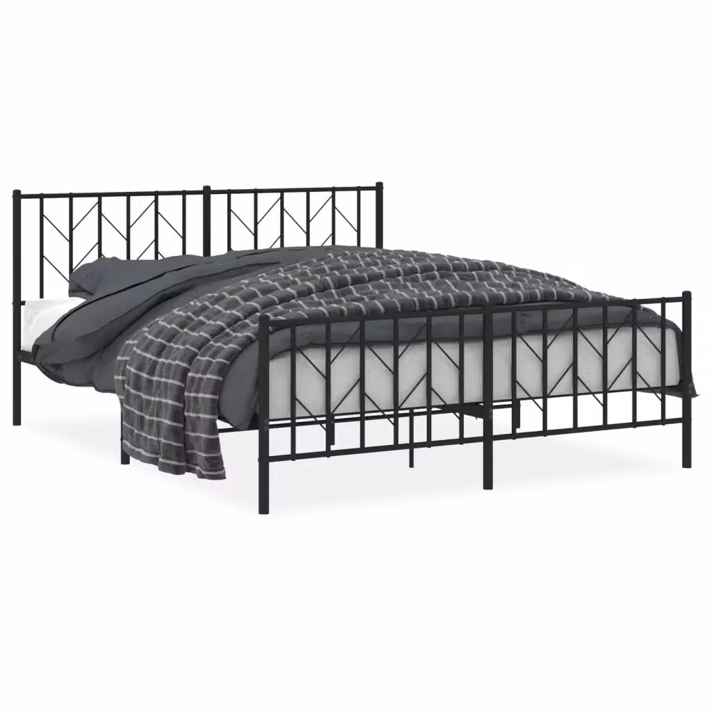 Giroletto vidaXL in metallo nero con pediera e doghe fisse, L/P/H: 200 x 160 x 90 cm – 2