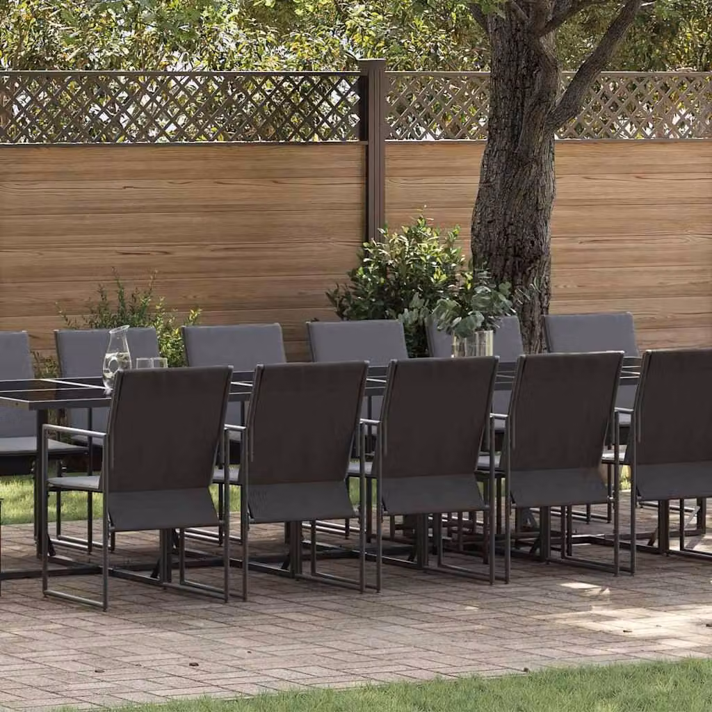 Maison Exclusive - Set da Pranzo per Giardino 17 pcs Nero Acciaio