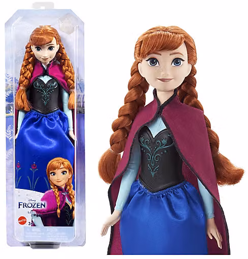 Bambola Disney Frozen Anna di Mattel multicolore con dettagli in tessuto