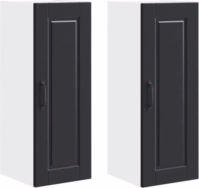 Set di 2 pensili da cucina moderni pratica sistemazione 30 x 31 x 80 cm in legno multistrato nero 02_0054352