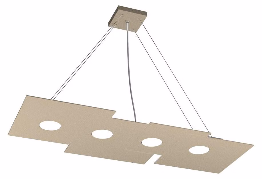 Sospensione Moderna Rettangolare Plate Metallo Sabbia 4 Luci Gx53
