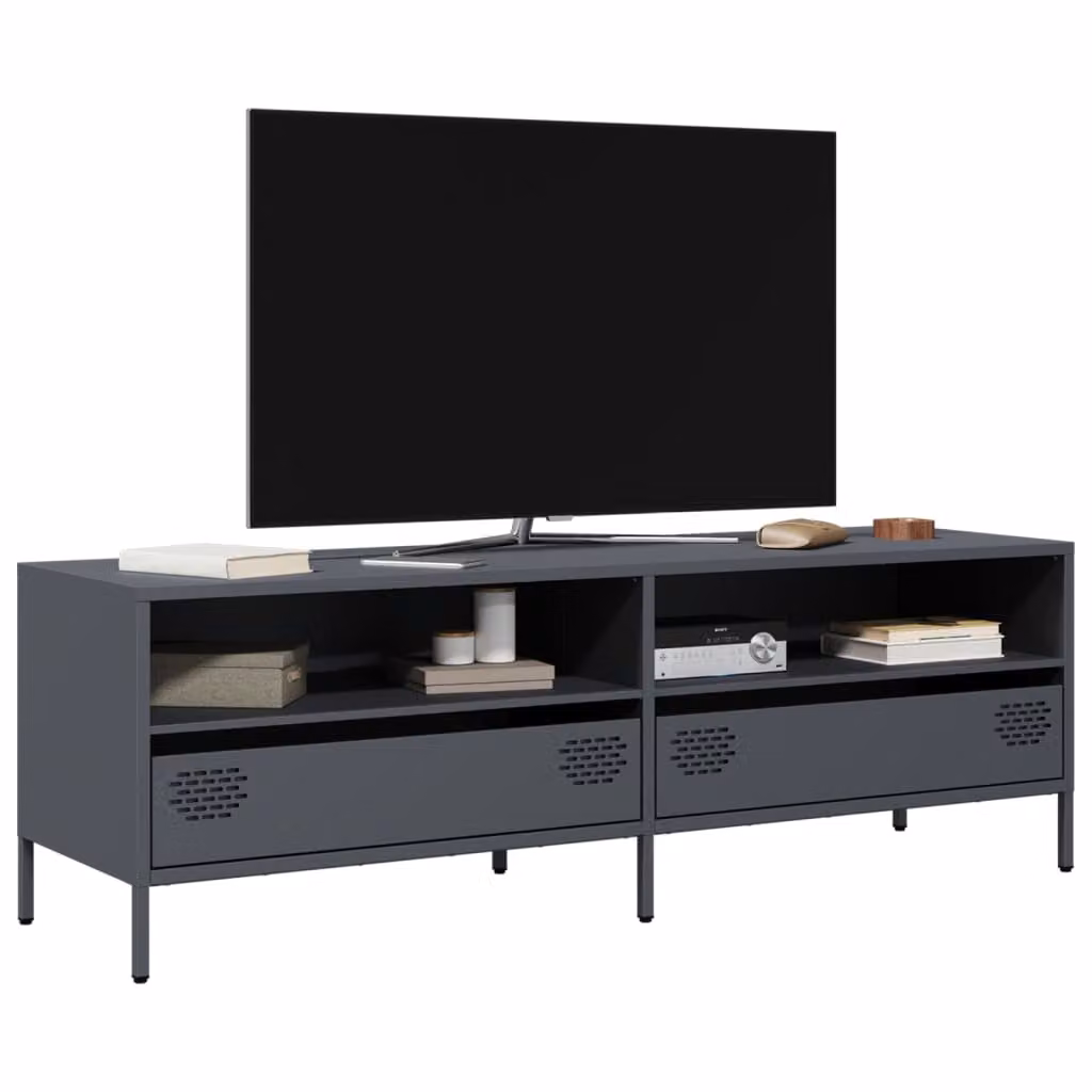Mobile TV vidaXL in stile industriale color antracite con struttura in metallo L: 135 cm, P: 39 cm, H: 43,5 cm