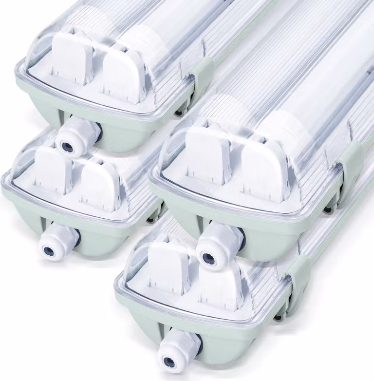 Clanmacy 4X LED a prova di umidità apparecchio di illuminazione diffusore 150cm 2 x 24W T8 tubo bianco neutro 4500K IP65
