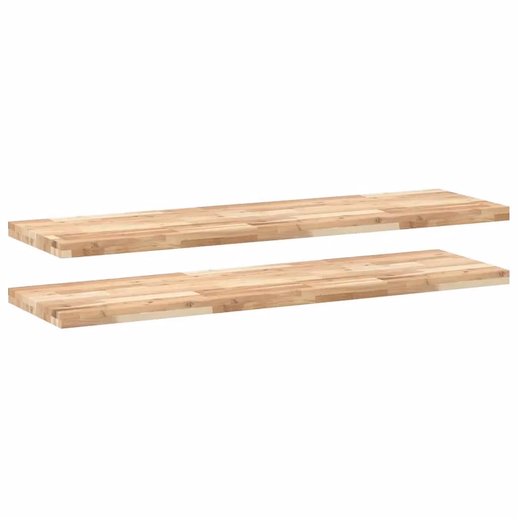 Set di 2 mensole da parete VIDAXL in legno di acacia non trattato, colore marrone, L 140 cm x P 40 cm x H 4 cm