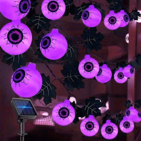 Illuminazione di Halloween a energia solare, impermeabile, lunga 65 metri con 30 occhi a LED.