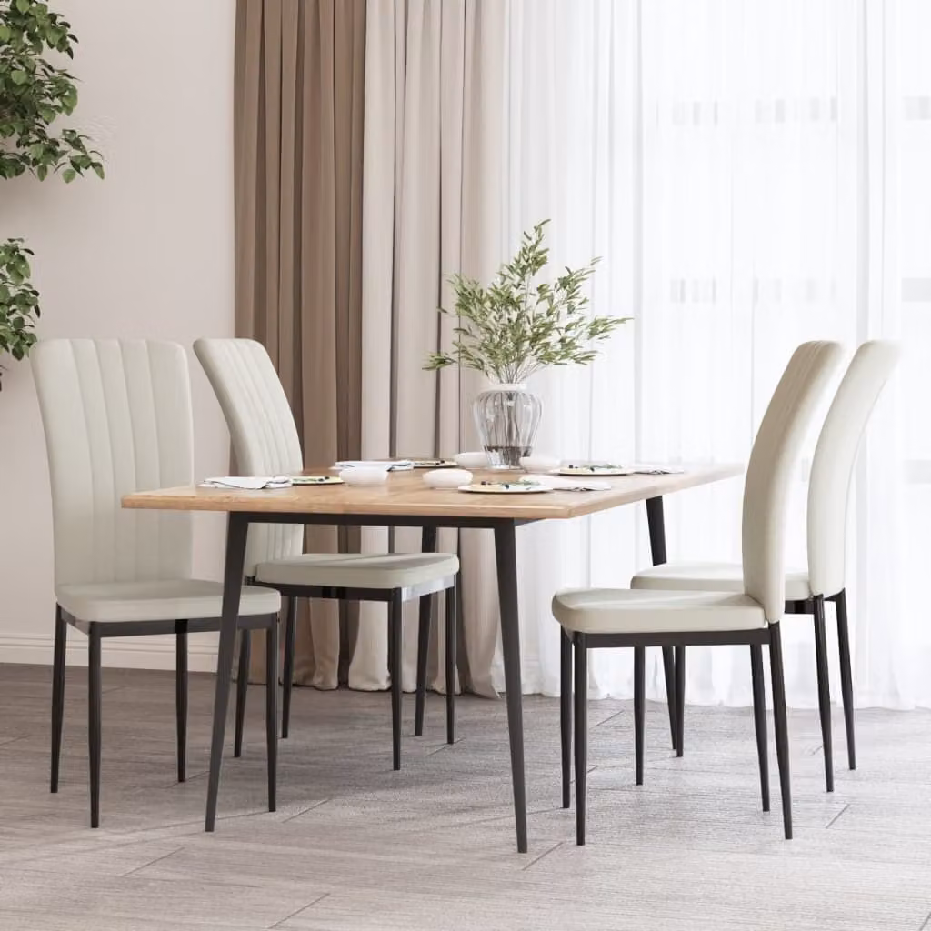 The Living Store Sedie da pranzo 4 pezzi. Velluto crema