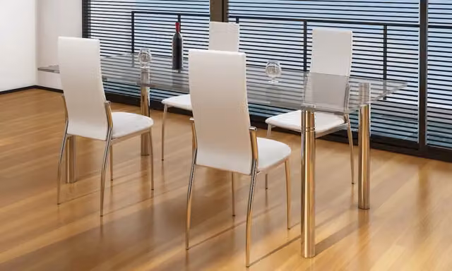 Set di 4 sedie da pranzo moderne vidaXL in similpelle bianca con struttura in metallo e plastica – 1