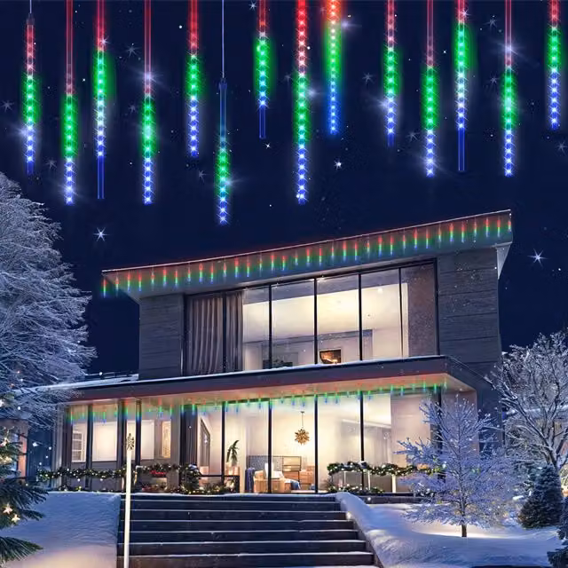 Catena LED a pioggia di diamanti multicolore monzana® con effetto icicle e protezione IP44