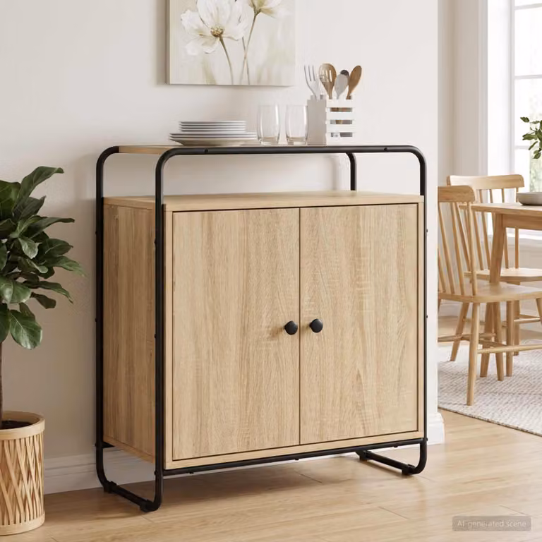 Credenza stile industrial vidaXL in legno e metallo, colore marrone, L 68 x P 35 x H 75 cm