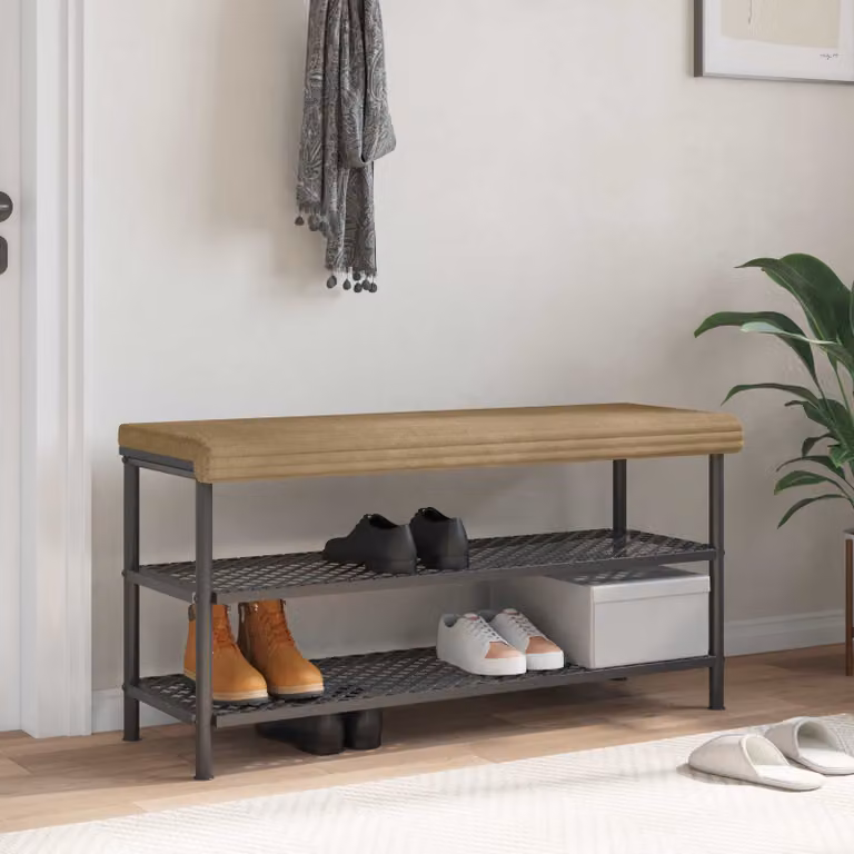 Cuscino per panchina vidaXL in corduroy morbido beige e grigio, L/P/H: 110 x 35 x 3,5 cm