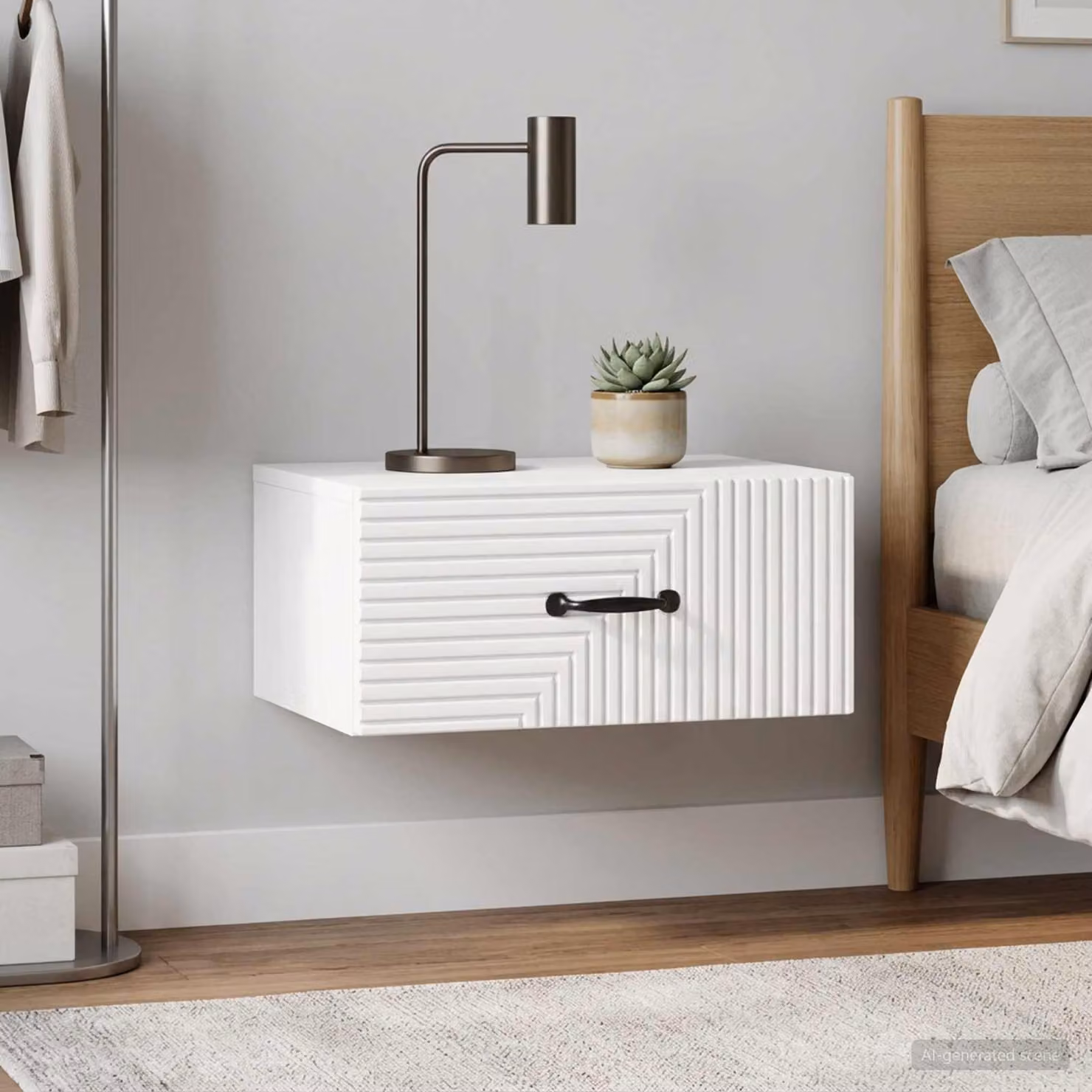 Set di 2 comodini sospesi vidaXL in bianco lucido L: 49 cm, P: 34,5 cm, H: 20 cm