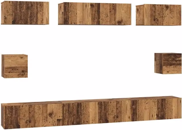 Set mobile TV 8 pz | Armadietto TV | Mobile Porta TV Legno vecchio Legno multistrato