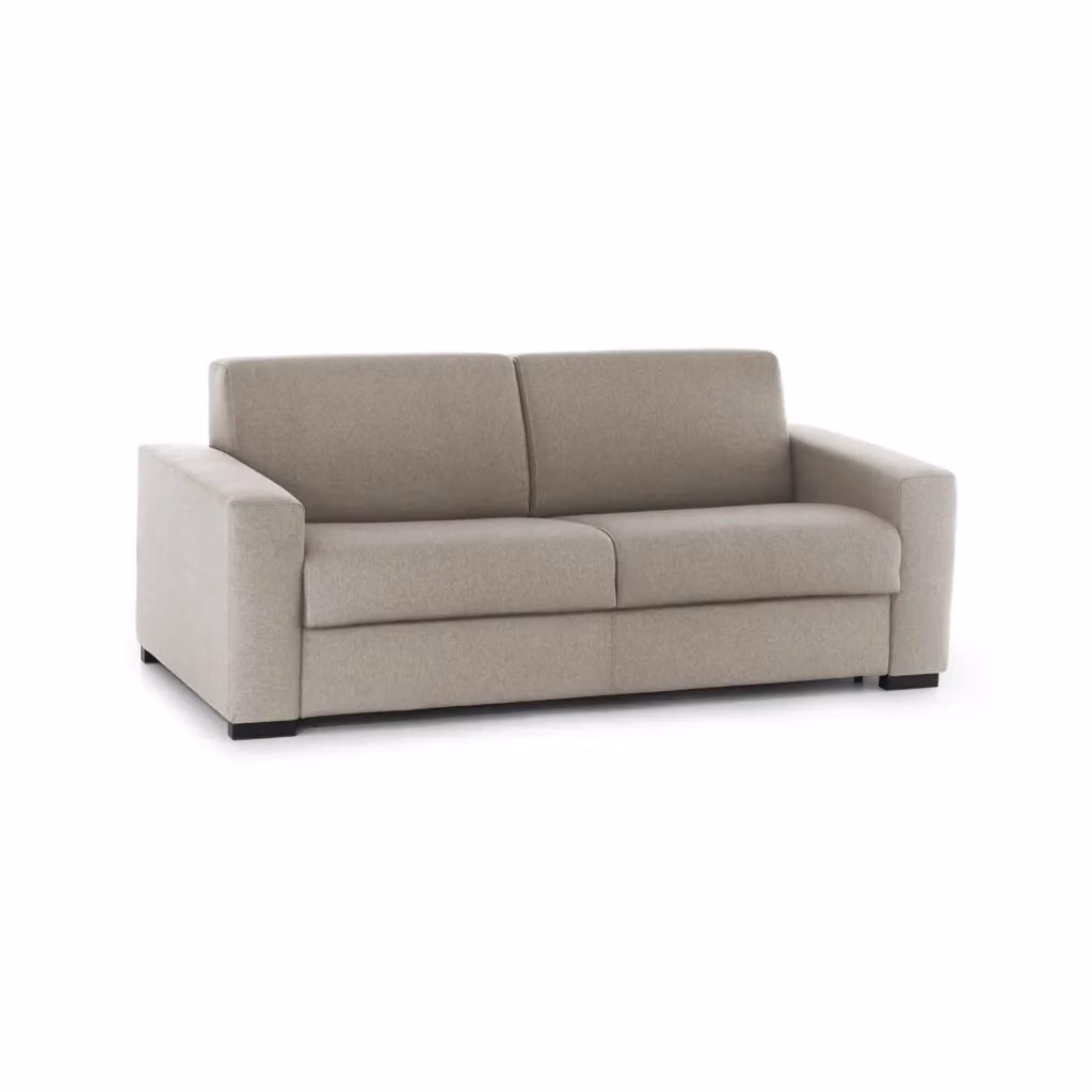 Divano Letto Alcatraz Talamo Italia, Sofà 2 Posti con Apertura Girevole e Braccioli Slim, Rivestimento in Tessuto, L: 160 cm, H: 90 cm, P: 95 cm, Tortora – 2