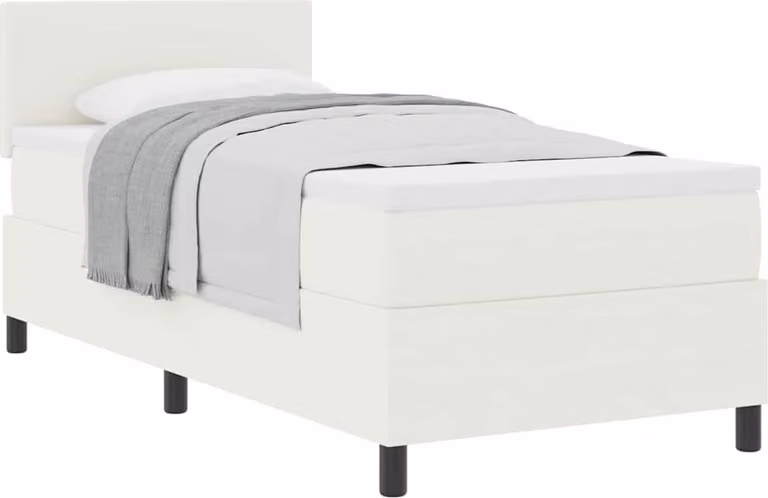 Letto a molle Crema e Bianco 100 x 200 cm Tessuto in Cords