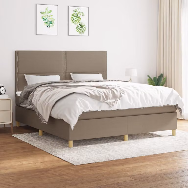 vidaXL Giroletto a Molle con Materasso in Tessuto, L/P: 180 x 200 cm