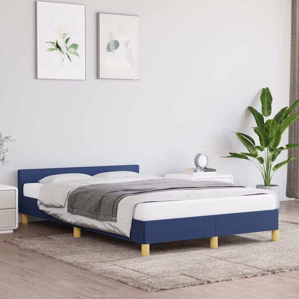 vidaXL Giroletto con Testiera in Tessuto Blu L 120 x P 200 cm